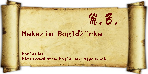 Makszim Boglárka névjegykártya
